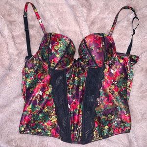 Floral Color Splash Bustier corset top